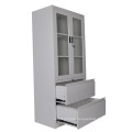 double glass doors office metal storage steel cabinet